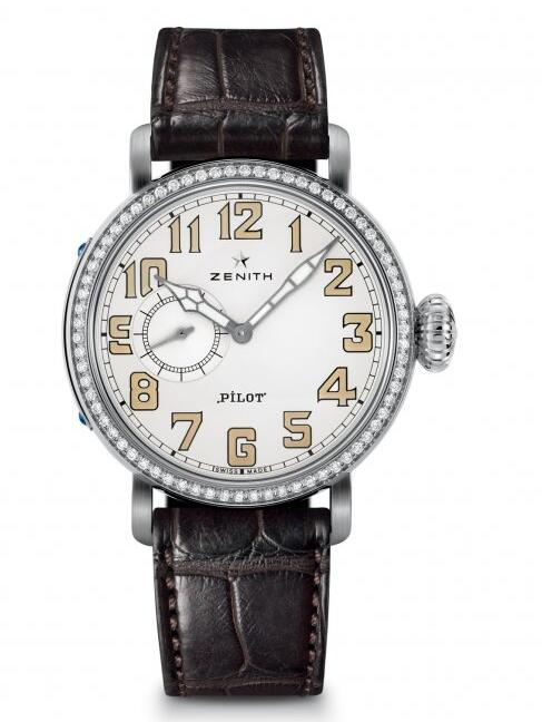 Replica Watch Zenith Pilot Montre d'Aeronef Type 20 Lady 16.1930.681/31.C725 White Gold - Leather Bracelet